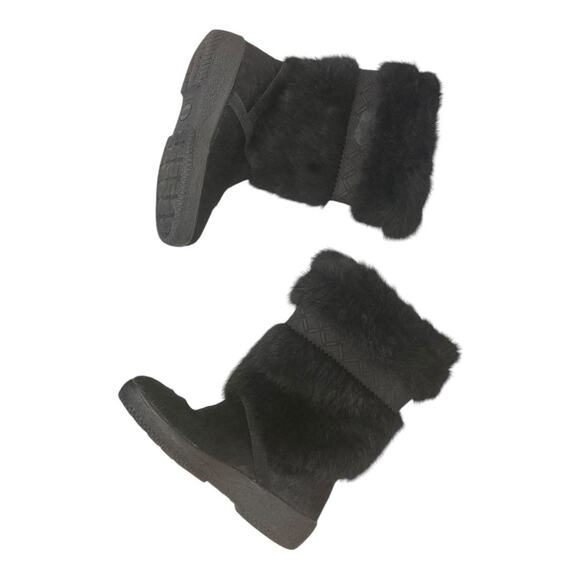 Deborah Black Fur Boots with 100% Wool Sherpa Interior Italy Size 37 - Picture 6 of 15